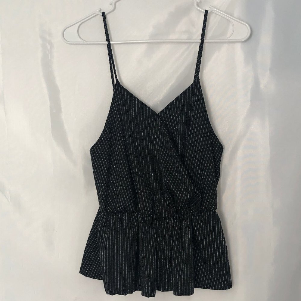 21 SAINTS Black Silver Stripes Shoulder Strap Top Size M